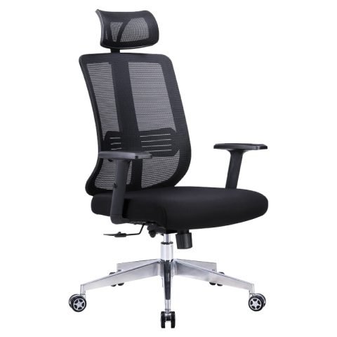 Stainless Steel and Mesh Medical Office Chair High Back - Black and Silver كرسي مكتب شبك طبي و ستانلس ستيل ظهر عالي - اسود و فضي