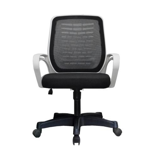 Plastic Mesh Fabric Office Chair - Black and White كرسي مكتب بلاستيك و قماش ماش - أسود وأبيض