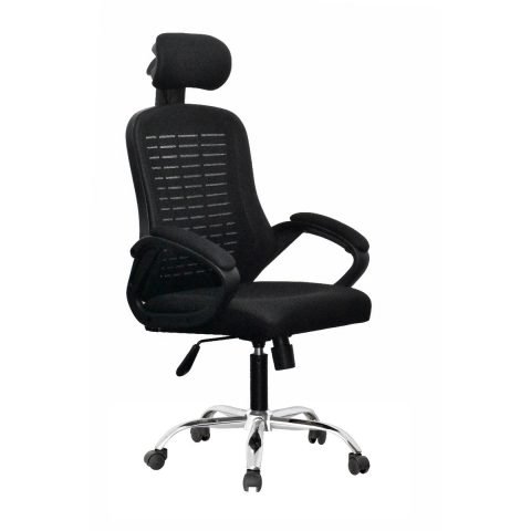 Metal Plastic Mesh Fabric Office Chair - Black and Silver كرسي مكتب معدن و بلاستيك و قماش ماش - أسود وفضي