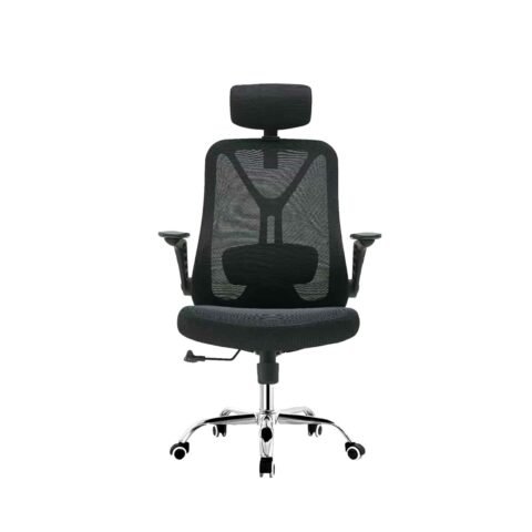 Stainless Steel and Mesh Medical Office Chair High Back – Black and Silver