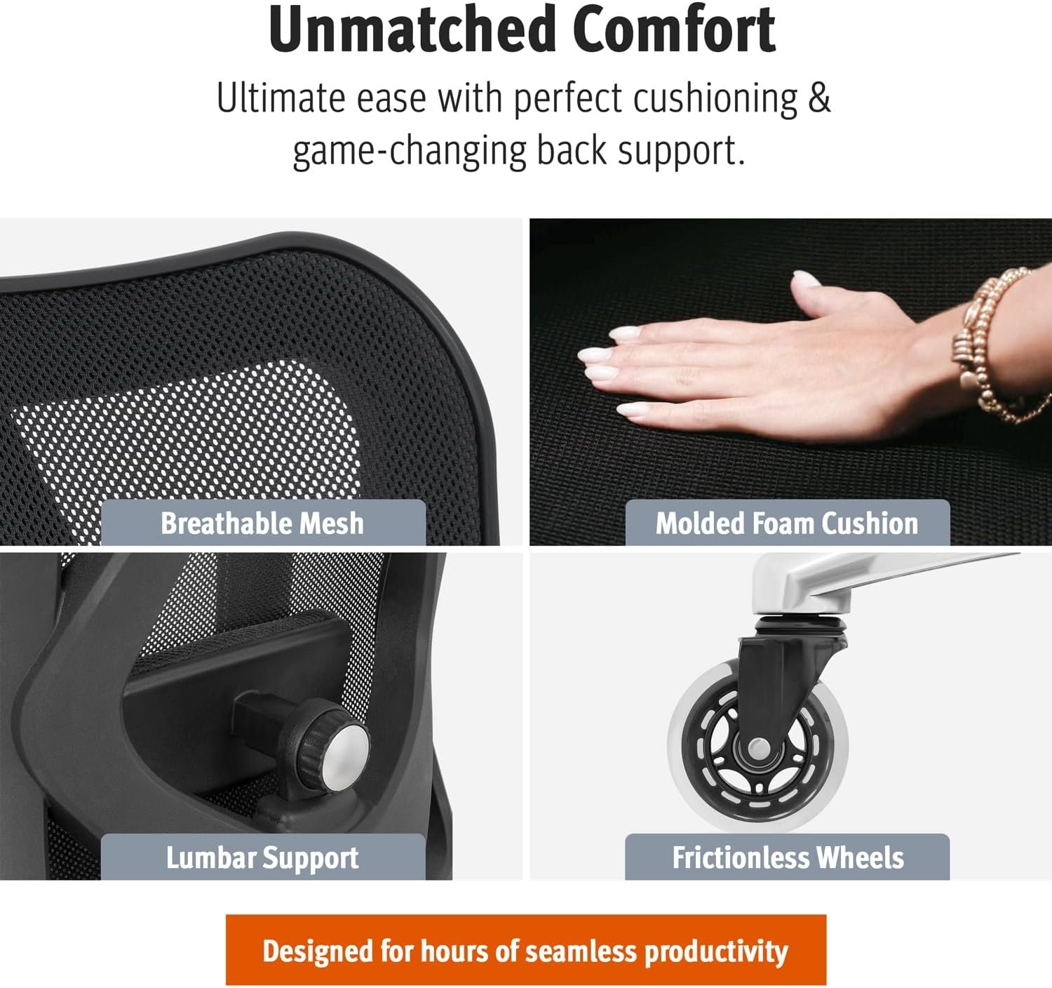 Office Desk Chair, Ergonomic Computer Chair with Adjustable Headrest and Lumbar Support,High Back Executive Swivel Chair - Image 6