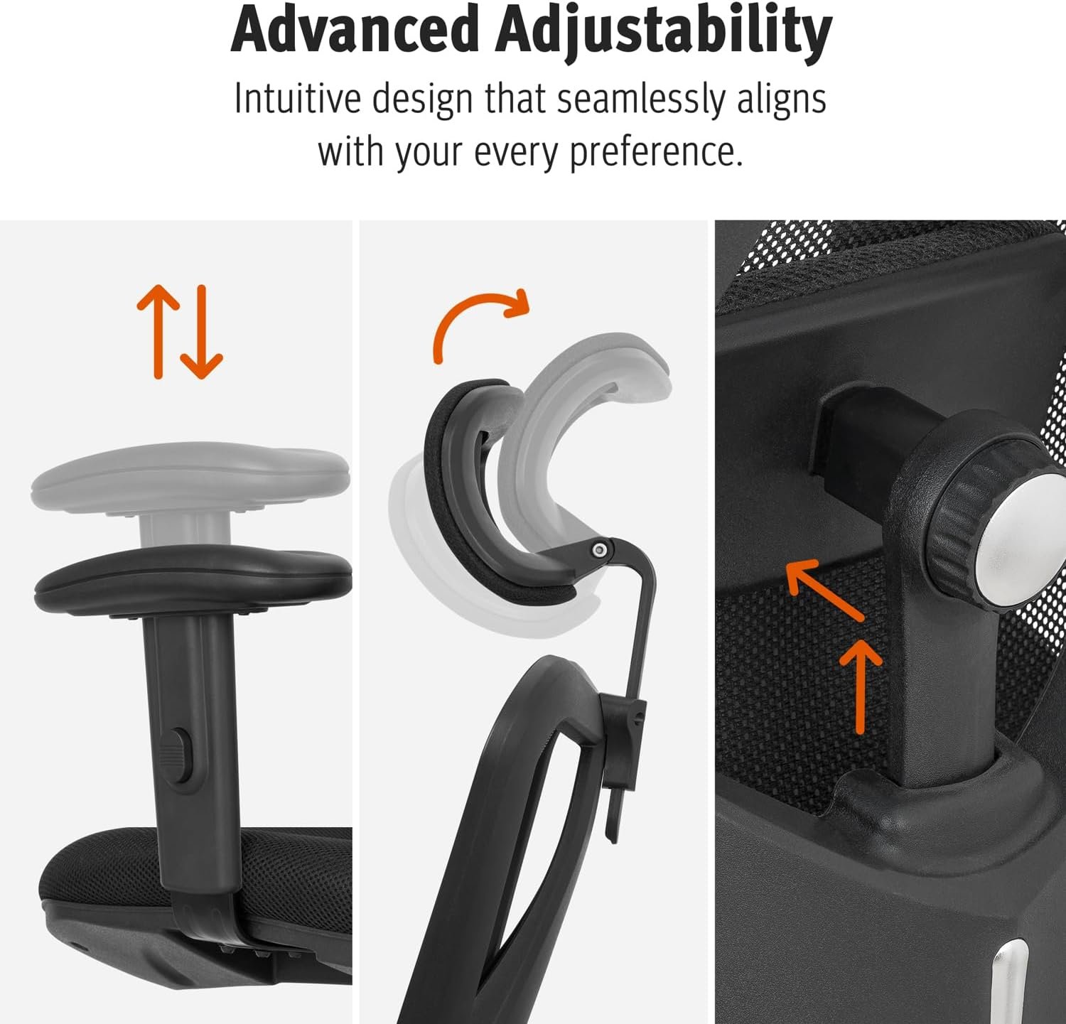 Office Desk Chair, Ergonomic Computer Chair with Adjustable Headrest and Lumbar Support,High Back Executive Swivel Chair - Image 4