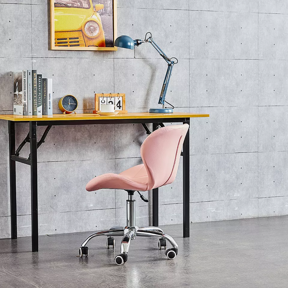 Computer Desk Chair Black Velvet Fabric Office Chair Height Adjustable Upholstered Seat Swivel Chair For Desk Home Office - Image 2